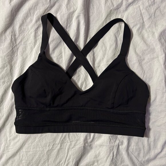 EXCELLENT Lululemon Body Con Sports Yoga Mesh Luxtreme Black Bra Size 8 - Picture 2 of 9